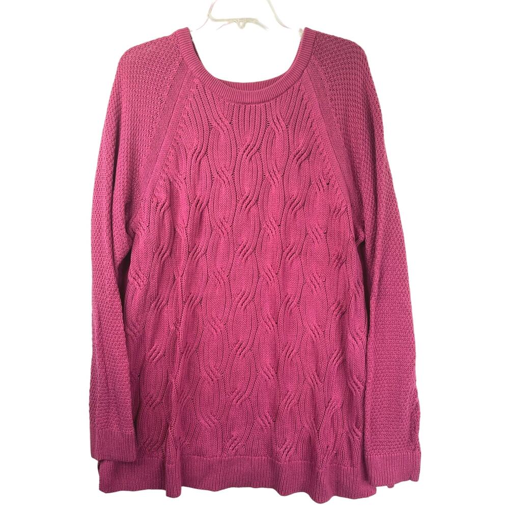 EUC Sonoma women's cable knit crew neck sweater in mauve, size XXL